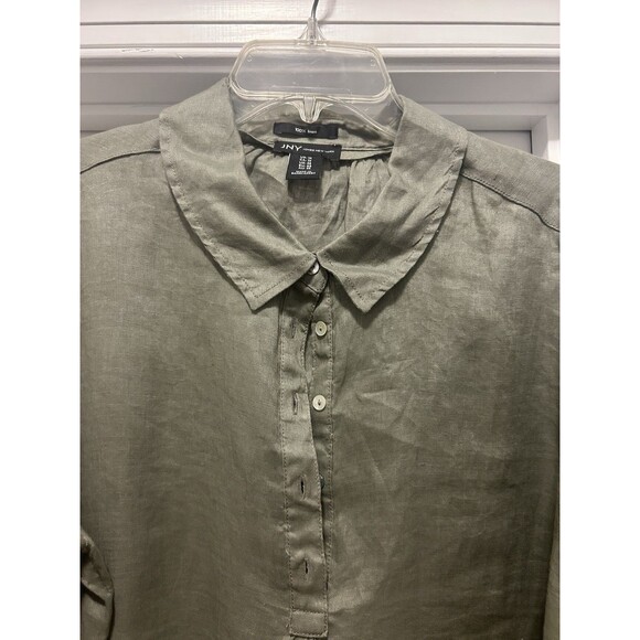 Jones & Co Jones NY 100% Linen Over Shirt Roll Up Sleeves Buttons Army GREEN 1X - Picture 3 of 6